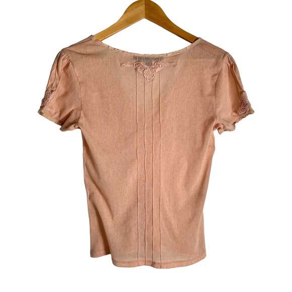 Womens Express Design Studio Vintage Blush Empire Boho Romantic top Shirt Large - Picture 3 of 4